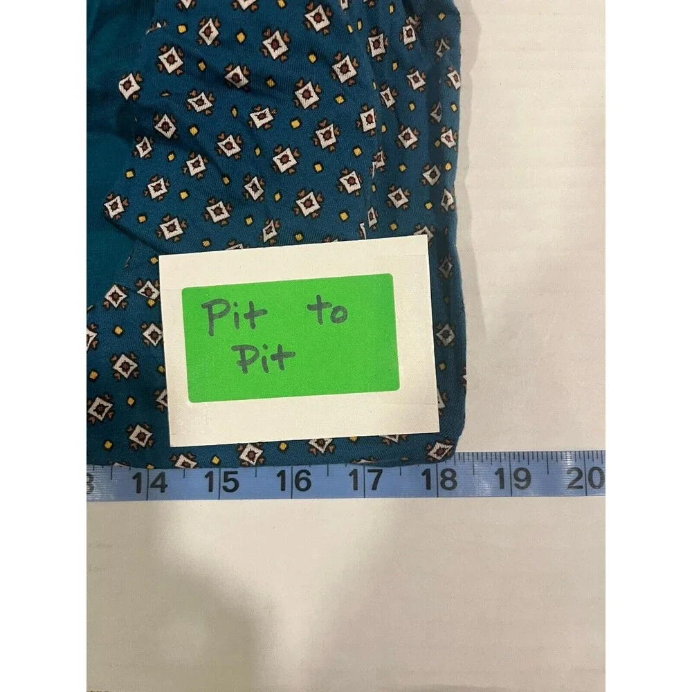 Maeve Anthropologie Teal Gold Border Print Knit Dress Sz M Hippie Boho Western - Picture 8 of 12